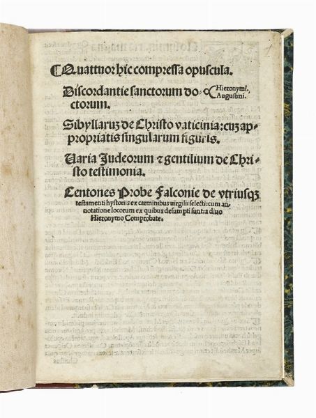 FILIPPO BARBIERI : Discordantiae sanctorum doctorum Hieronymi et Augustini...  - Asta Libri, autografi e manoscritti - Associazione Nazionale - Case d'Asta italiane