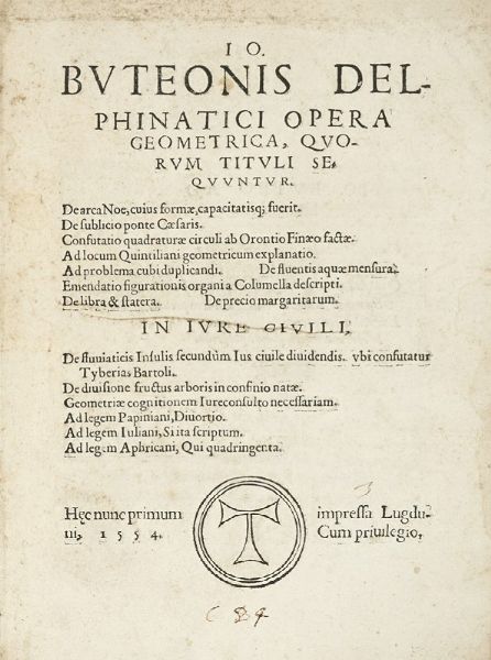 JEAN BORREL : Opera geometrica.  - Asta Libri, autografi e manoscritti - Associazione Nazionale - Case d'Asta italiane