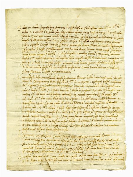 GUIDANTONIO VESPUCCI : Lettera autografa firmata Guidantonius Vespucci orator florentinus, inviata a Pierfrancesco Gaddi presso il Re di Francia.  - Asta Libri, autografi e manoscritti - Associazione Nazionale - Case d'Asta italiane
