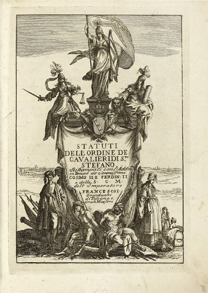 Cavalieri di Santo Stefano : Statuti dell'ordine de Cavalieri di S.to Stefano...  - Asta Libri, autografi e manoscritti - Associazione Nazionale - Case d'Asta italiane
