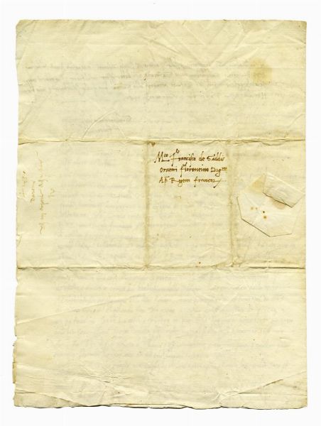 GUIDANTONIO VESPUCCI : Lettera autografa firmata Guidantonius Vespucci orator florentinus, inviata a Pierfrancesco Gaddi presso il Re di Francia.  - Asta Libri, autografi e manoscritti - Associazione Nazionale - Case d'Asta italiane