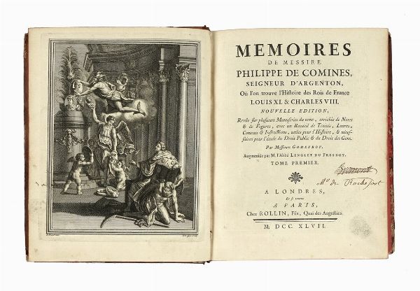 PHILIPPE (DE) COMMINES : Memoires [...] o l'on trouve l'histoire des Rois de France Louis XI & Charles VIII [...]. Tome premier [-quatrieme]  - Asta Libri, autografi e manoscritti - Associazione Nazionale - Case d'Asta italiane