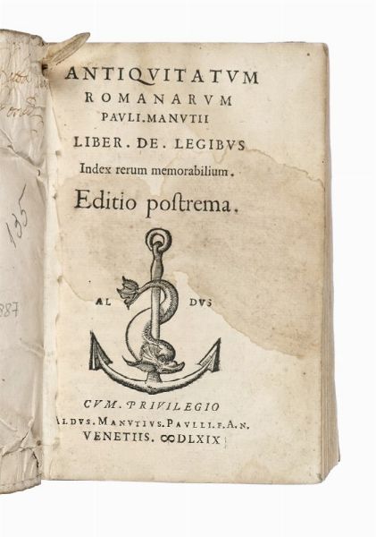 PAOLO MANUZIO : Antiquitatum Romanarum.  - Asta Libri, autografi e manoscritti - Associazione Nazionale - Case d'Asta italiane