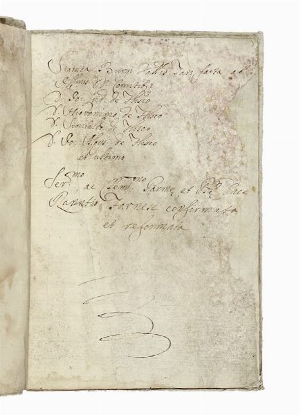 Statuta Burgi Vallis Tari [...] et Duce Ranutio Farnese confirmata et reformata.  - Asta Libri, autografi e manoscritti - Associazione Nazionale - Case d'Asta italiane