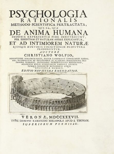 CHRISTIAN WOLFF : Psychologia rationalis methodo scientifica pertractata...  - Asta Libri, autografi e manoscritti - Associazione Nazionale - Case d'Asta italiane