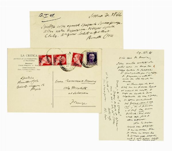BENEDETTO CROCE : Raccolta di 30 cartoline e 2 biglietti da visita inviati a Tammaro De Marinis.  - Asta Libri, autografi e manoscritti - Associazione Nazionale - Case d'Asta italiane