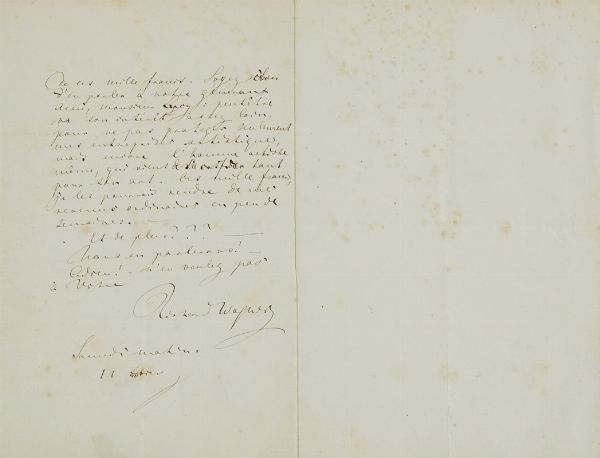 RICHARD WAGNER : Lettera autografa firmata, inviata ad un caro amico.  - Asta Libri, autografi e manoscritti - Associazione Nazionale - Case d'Asta italiane