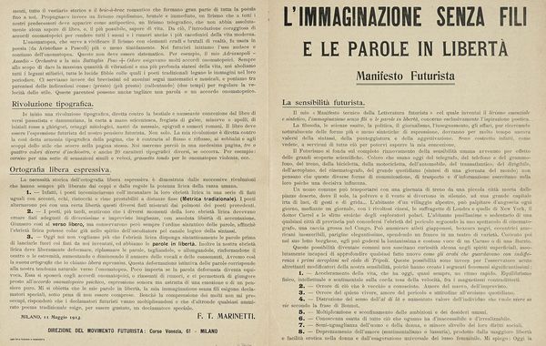Filippo Tommaso Marinetti : L?immaginazione senza fili e le parole in libert.  - Asta Libri, autografi e manoscritti - Associazione Nazionale - Case d'Asta italiane
