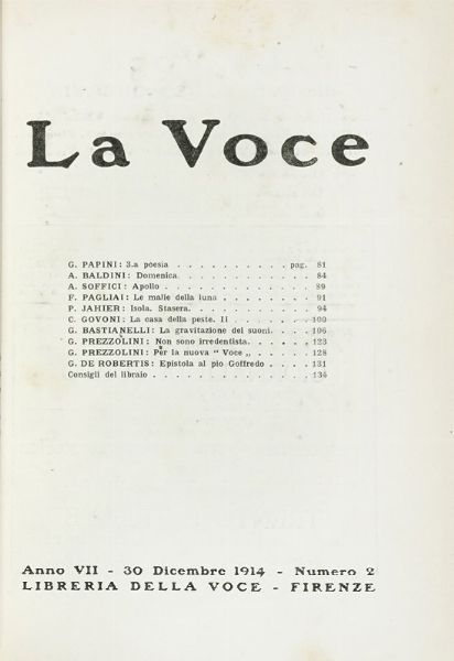 La Voce.  - Asta Libri, autografi e manoscritti - Associazione Nazionale - Case d'Asta italiane