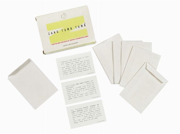 Zang Tumb Tumb. 7 bustine non esplosive al sapor di granata bulgara. Contro il mal da Lacerba. Prep. Dic 90.  - Asta Libri, autografi e manoscritti - Associazione Nazionale - Case d'Asta italiane