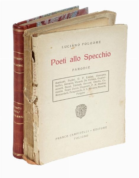 LUCIANO [PSEUD. DI VECCHI OMERO] FOLGORE : Ponti sull'oceano. Versi liberi (lirismo sintetico) e parole in libert 1912-1913-1914.  - Asta Libri, autografi e manoscritti - Associazione Nazionale - Case d'Asta italiane