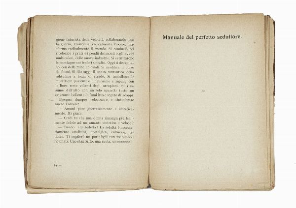 Filippo Tommaso Marinetti : Come si seducono le donne. Prefazione di Bruno Corra e Settimelli.  - Asta Libri, autografi e manoscritti - Associazione Nazionale - Case d'Asta italiane