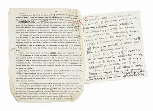 Gabriele D'Annunzio - Testo autografo che contiene correzioni ad una velina riferibile al testo per un articolo, o un libro, da pubblicare sull?impresa di Vienna.