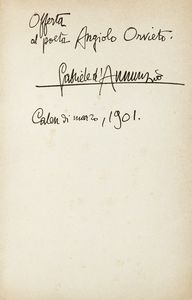 Gabriele D'Annunzio - Dedica e firma su libro La Canzone di Garibaldi.