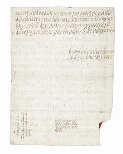 FEDERICO D'ARAGONA RE DI NAPOLI - Lettera autografa inviata alla Regina Isabella di Castiglia