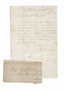 GIUSEPPE GARIBALDI - Lettera autografa firmata, inviata al colonnello Grapolli.