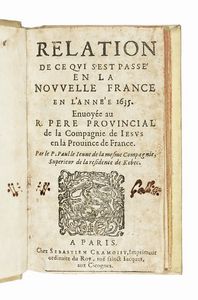 PAUL LE JEUNE - Relation de ce qui s'est pass en la Nouvelle France, en l'anne 1635.