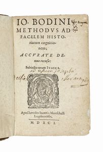 JEAN BODIN - Methodus ad facilem historiarum cognitionem.