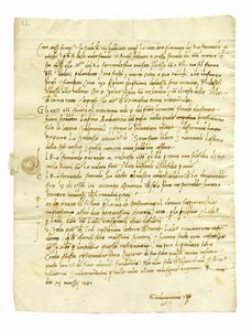 GUIDANTONIO VESPUCCI - Lettera autografa firmata Guidantonius Vespucci orato, inviata a Francesco Gaddi presso il Re di Francia.