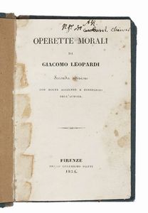 GIACOMO LEOPARDI - Operette morali [...] seconda edizione.