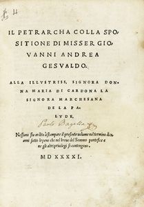 Francesco Petrarca - Il Petrarcha colla spositione di Misser Giovanni Andrea Gesualdo.