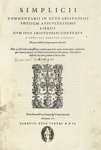 ATHENIENSIS SIMPLICIUS - Commentarii in octo Aristotelis Physicae auscultationis libros.