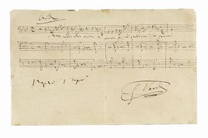 GIUSEPPE VERDI - Citazione musicale da Aida autografa e firmata.