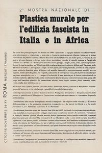 Filippo Tommaso Marinetti - 2 mostra nazionale di Plastica murale per l'edilizia fascista in Italia e in Africa.