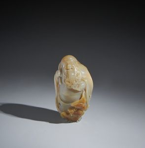 Arte Cinese - Intaglio in agata finemente inciso raffigurante Saggio. Cina, XX secolo.