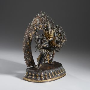 Arte Himalayana : Scultura in bronzo raffigurante Kalachakra. Tibet, XX sec.  - Asta Asta 437 | ARTE ORIENTALE - ARTE ORIENTALE DA COLLEZIONI PRIVATE ITALIANE Online - Associazione Nazionale - Case d'Asta italiane