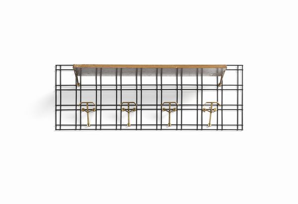 MANIFATTURA ITALIANA : Appendiabiti con cappelliera da parete  - Asta Asta 438 | DESIGN E ARTI DECORATIVE DEL NOVECENTO Online - Associazione Nazionale - Case d'Asta italiane