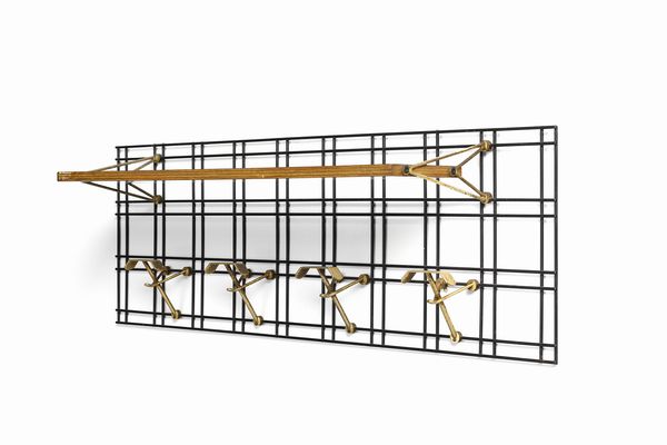MANIFATTURA ITALIANA : Appendiabiti con cappelliera da parete  - Asta Asta 438 | DESIGN E ARTI DECORATIVE DEL NOVECENTO Online - Associazione Nazionale - Case d'Asta italiane