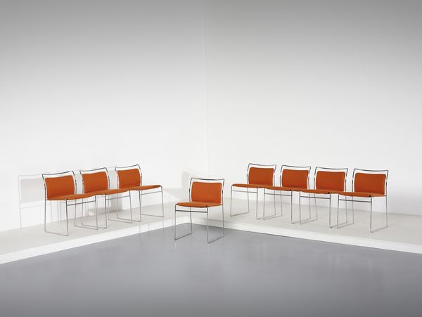 TAKAHAMA KAZUHIDE (1930 - 2010) : Otto sedie impilabili mod. Tulu per Simon, San Lazzaro di Savena  - Asta Asta 438 | DESIGN E ARTI DECORATIVE DEL NOVECENTO Online - Associazione Nazionale - Case d'Asta italiane