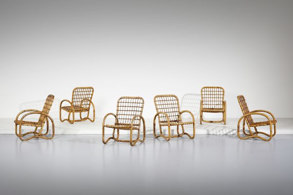 MANIFATTURA ITALIANA : Sei poltroncine  - Asta Asta 438 | DESIGN E ARTI DECORATIVE DEL NOVECENTO Online - Associazione Nazionale - Case d'Asta italiane