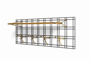 MANIFATTURA ITALIANA : Appendiabiti con cappelliera da parete  - Asta Asta 438 | DESIGN E ARTI DECORATIVE DEL NOVECENTO Online - Associazione Nazionale - Case d'Asta italiane