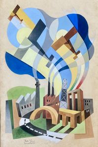 FERRO ITALO  (1880 - 1934) - SENZA TITOLO (AEROPITTURA)