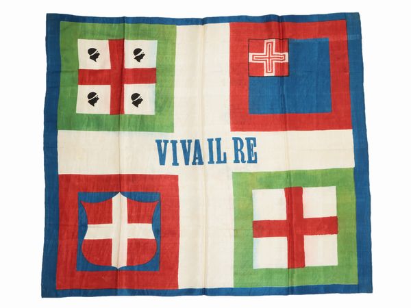 Stendardo Regno di Sardegna in seta, 1815-1848  - Asta Galanterie e curiosit - Associazione Nazionale - Case d'Asta italiane