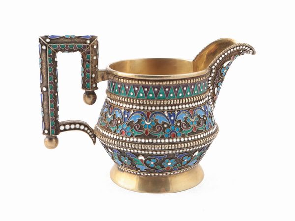 Lattiera in argento vermeil e smalti cloisonn, Ivan Khlebnikov, Mosca 1891  - Asta Galanterie e curiosit - Associazione Nazionale - Case d'Asta italiane