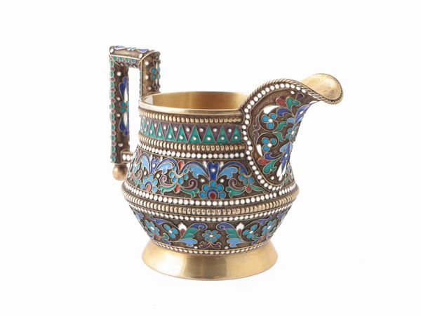 Lattiera in argento vermeil e smalti cloisonn, Ivan Khlebnikov, Mosca 1891  - Asta Galanterie e curiosit - Associazione Nazionale - Case d'Asta italiane