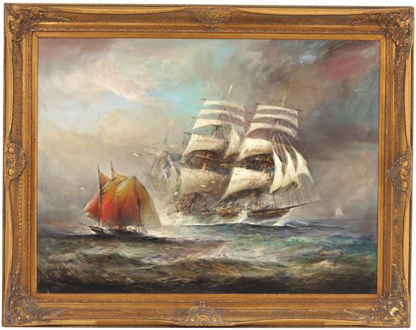 Herman Conrad (Napoli 1935) Veliero in mare  - Asta Decoro in stile antico Palazzo Pugliese - Associazione Nazionale - Case d'Asta italiane