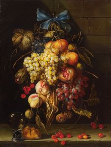 Pittore del XX secolo Natura morta con frutta  - Asta Decoro in stile antico Palazzo Pugliese - Associazione Nazionale - Case d'Asta italiane