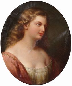 Artista del XX secolo Ritratto di donna  - Asta Decoro in stile antico Palazzo Pugliese - Associazione Nazionale - Case d'Asta italiane