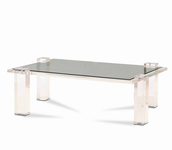 Tavolo in plexiglass con piano in vetro  - Asta Antiquariato - Associazione Nazionale - Case d'Asta italiane