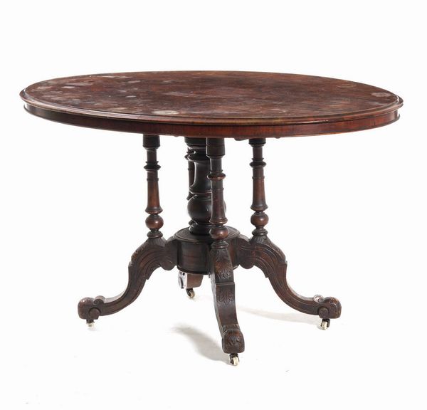 Tavolo Carlo X in radica. XIX secolo  - Asta Antiquariato - Associazione Nazionale - Case d'Asta italiane