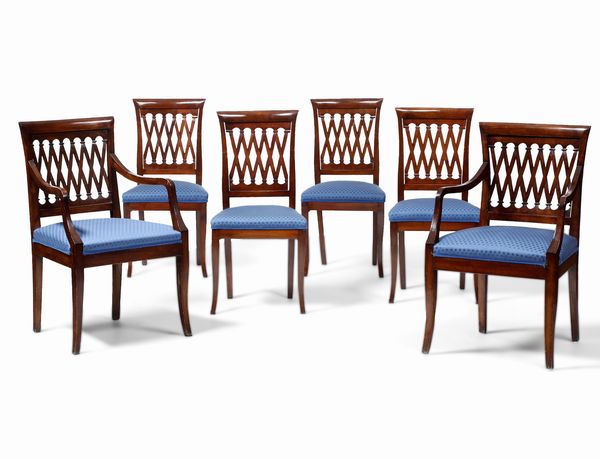 Insieme di due poltrone e quattro sedie in mogano. Inghilterra XIX secolo  - Asta Antiquariato - Associazione Nazionale - Case d'Asta italiane