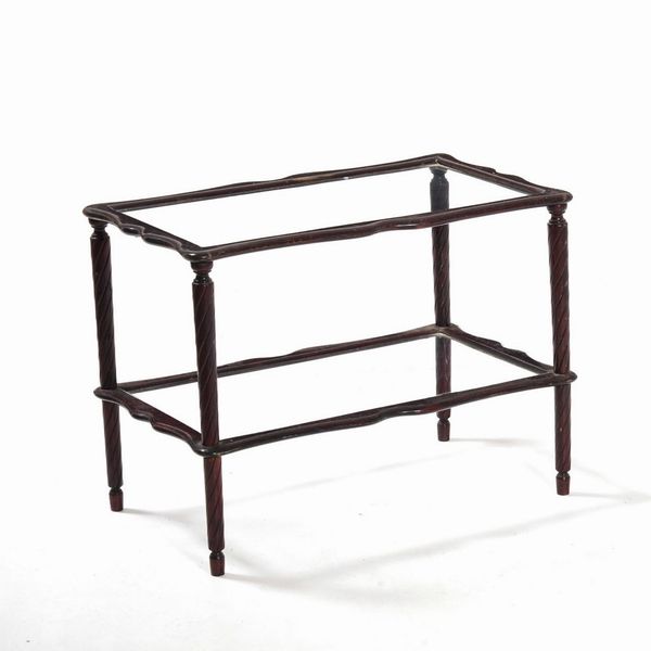 Tavolino a due ripiani in vetro con struttura in legno  - Asta Antiquariato - Associazione Nazionale - Case d'Asta italiane