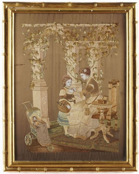 Ricamo in cornice. XIX secolo  - Asta Antiquariato - Associazione Nazionale - Case d'Asta italiane