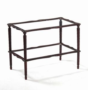 Tavolino a due ripiani in vetro con struttura in legno  - Asta Antiquariato - Associazione Nazionale - Case d'Asta italiane