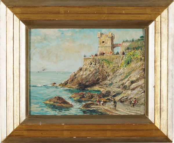 Berto Ferrari : Marina di Nervi con Torre Groppallo  - Asta Pittura del XIX-XX secolo - Associazione Nazionale - Case d'Asta italiane