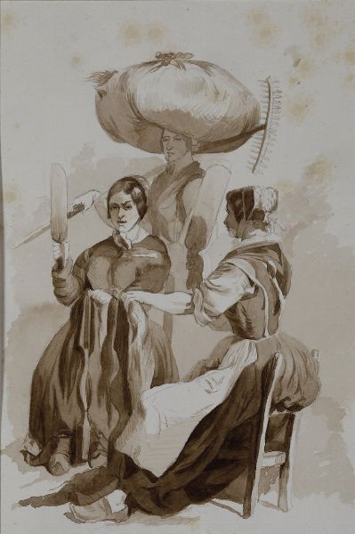 Sette disegni di soggetti vari a china e seppia su carta  - Asta Pittura del XIX-XX secolo - Associazione Nazionale - Case d'Asta italiane